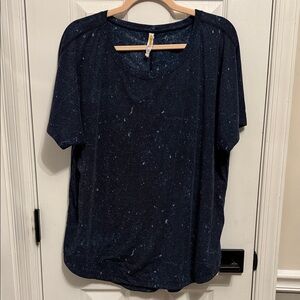 Lucy Activewear Navy Galaxy Shirt Sleeve Athletic Shirt Size 1X